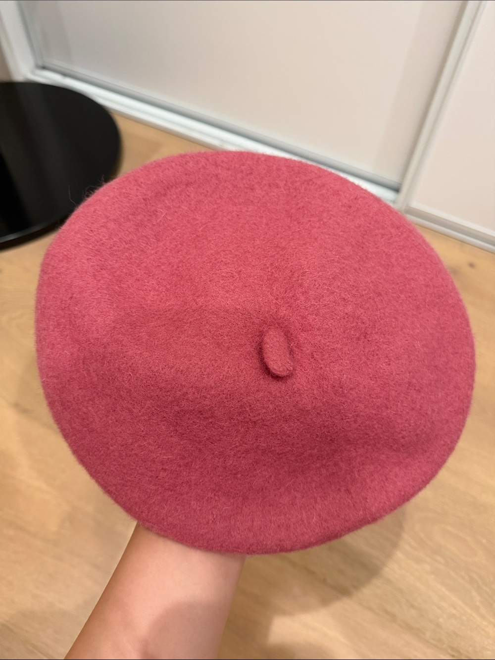 Womens Raspberry Wool Beret - Classic Felted Style